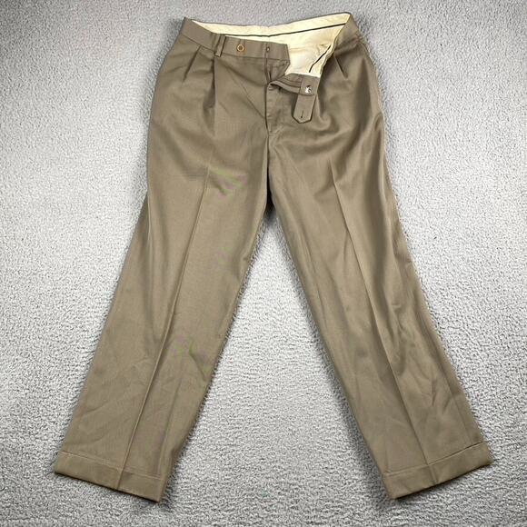 Brooks Brothers Trouser Wool Dress Pants Men's 33x30 Measured (32x28) Dark Tan